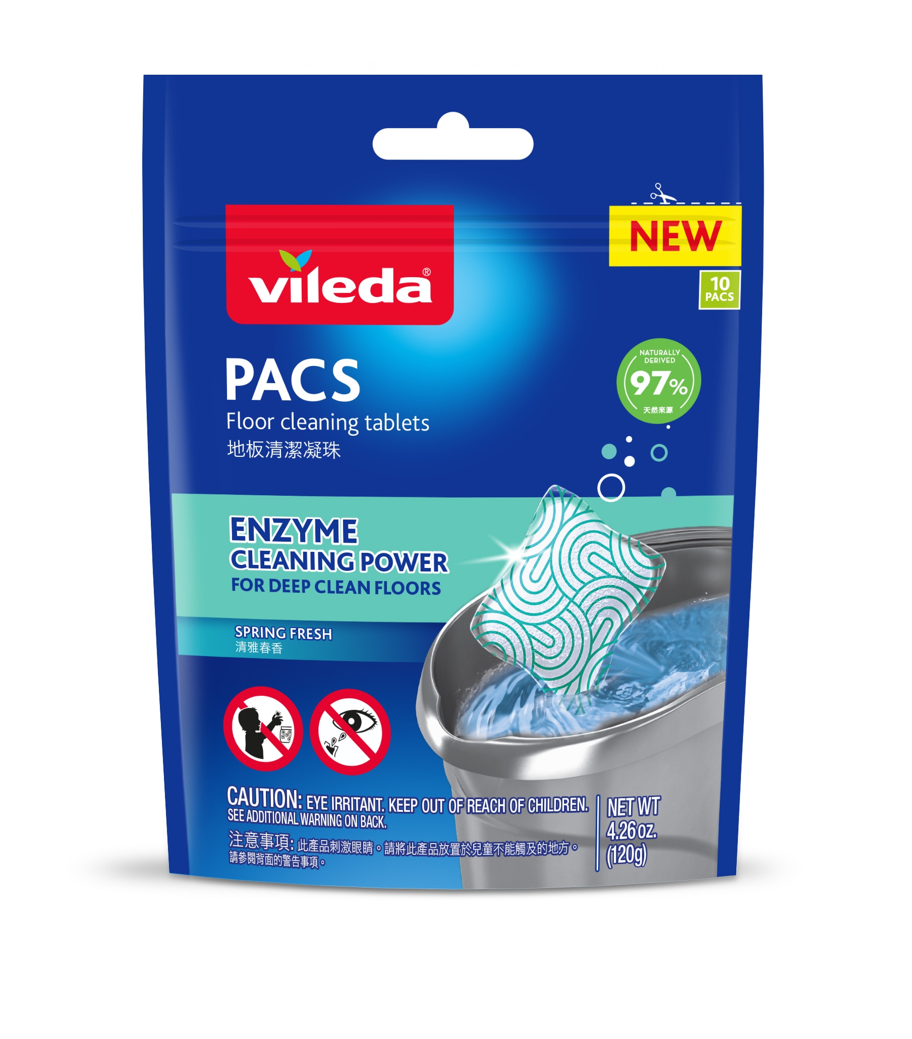 Vileda PACS Floor Cleaning Tablets 10 Pack - Spring Fresh