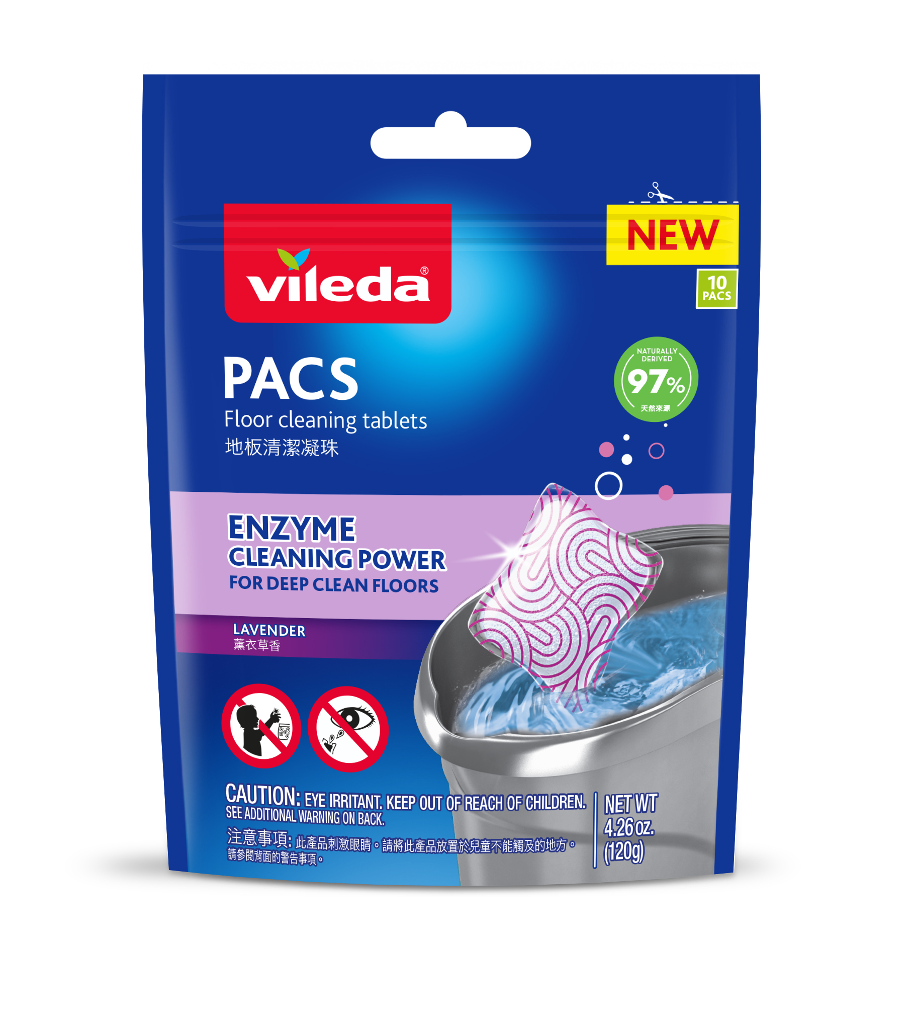 Vileda PACS Floor Cleaning Tablets 10-Pack - Lavender