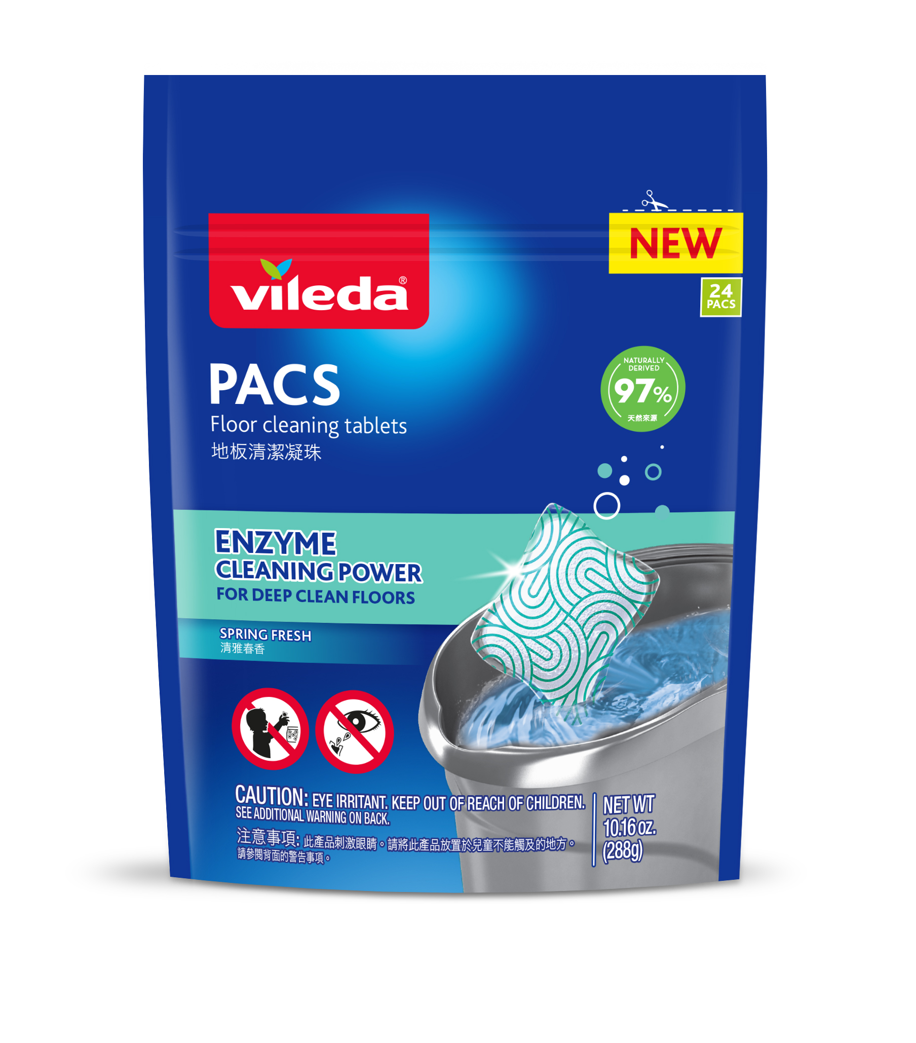 Vileda PACS Floor Cleaning Tablets 24-Pack - Spring Fresh