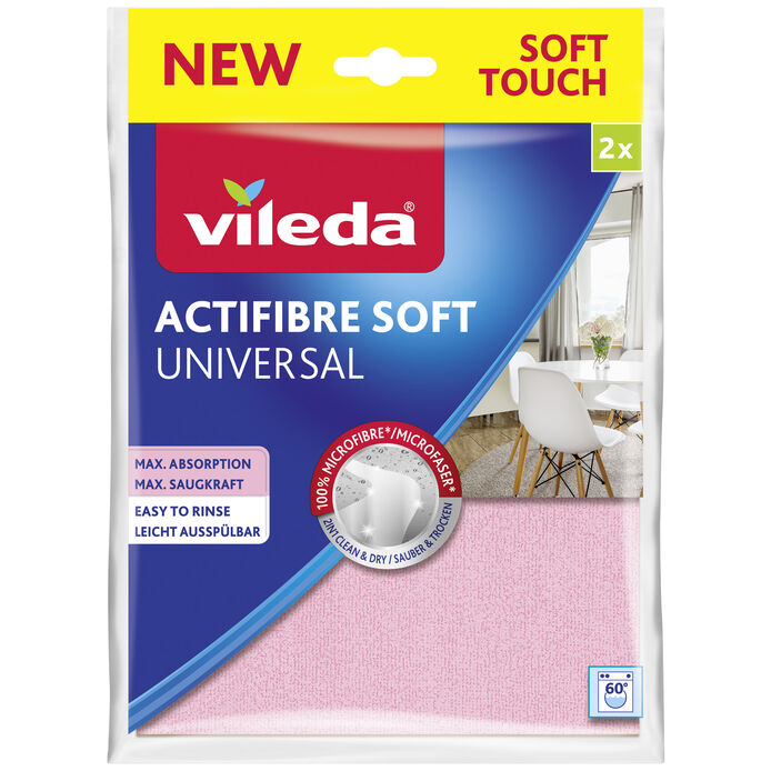 Vileda Binary Package Actifibre Microfiber Cloth High Absorbent Soft  Texture Will Not Leave Trace Kitchen Bathroom Cleaning